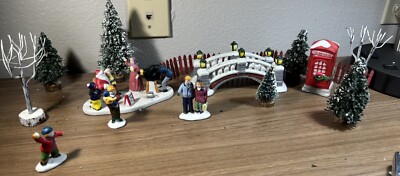 Lemax  Lot Of Village Collection of Figurines, Holiday Time, Trees And Decor