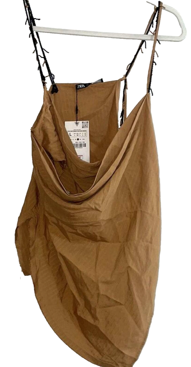 ZARA Women's Asymmetric Sleeveless Cami Top size L NWT Cowl