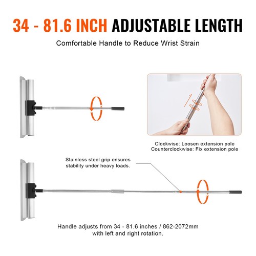 Drywall Skimming Blade Set Knife Combo 10/16/24/32/40 in & 34-81 in Handle - Picture 4 of 10