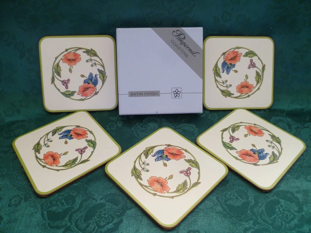 VINTAGE Beautiful Villeroy Boch Amapola Set of 5 Drink Coasters