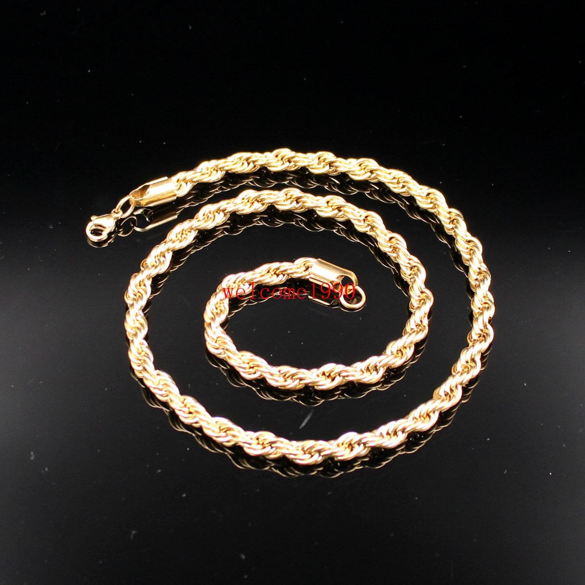 Huge 6mm 24'' Stainless steel Gold Singapore twisted chain Huge 6mm 24'' Stainless steel Gold Singapore twisted chain