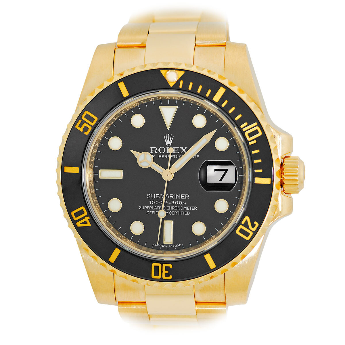 ROLEX 18K Yellow Gold 40mm Submariner 116618LN Box Lifetime Warranty  2012 16618 image 2