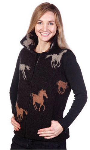 New Stampede Horses Ladies Cinchback Berber Vest