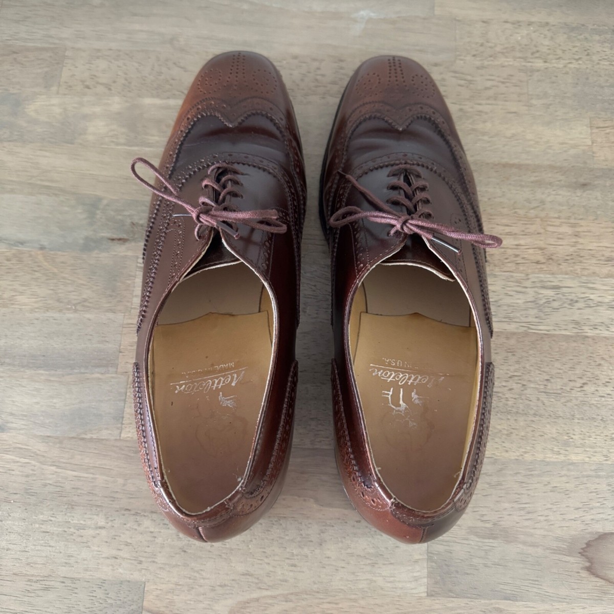 Nettleton Brown Leather Wingtip Shoes Mens Size 8.5 M 90907 Lace 