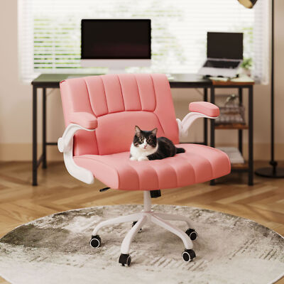 FLEXISPOT Pink Desk Chair with Wheels, Flip-up Armrest, Criss Cross Chair 