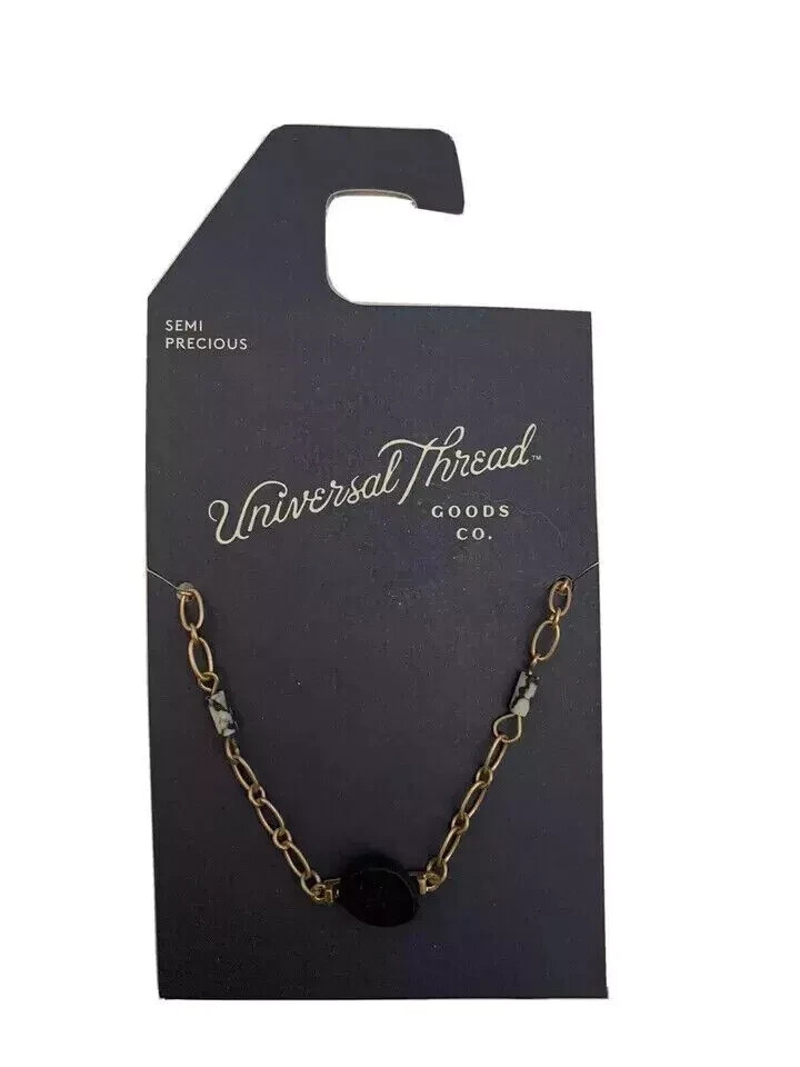 Semi-Precious Jasper Stone Bar Necklace with Universal Thread  -image