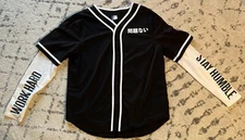 H&M Divided Tokyo Baseball Jersey -Shirt Mens Large  -￼ Black - EUC Gently Worn