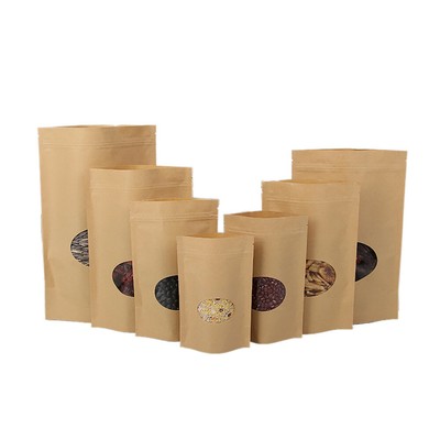 Download 50 PCS Kraft Pouch Bags Heat Sealable Stand Up Pouches Bags w/Clear Oval Window | eBay