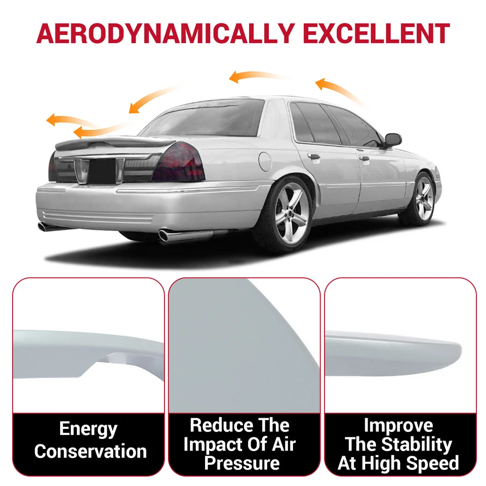 Painted New For Ford Crown Victoria Marauder Style Rear Spoiler Wing 1998-2008 Foto 4 de 4