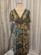 MUSA - Women's Small - V Neck Short Sleeve Vintage Embellished Neckline Dress