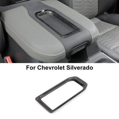 Black Wood Grain Armrest Storage Box Cover Trim For Chevy Silverado/Sierra 2019+