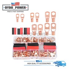 Copper Battery Cable Ends Wire Lugs Assortment Kit AWG 2 4 6 8 10 Gauge 150Pcs