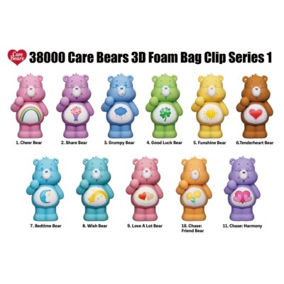 Care Bears NEW * Love A Lot Bear Clip * Blind Bag Series 1 Key