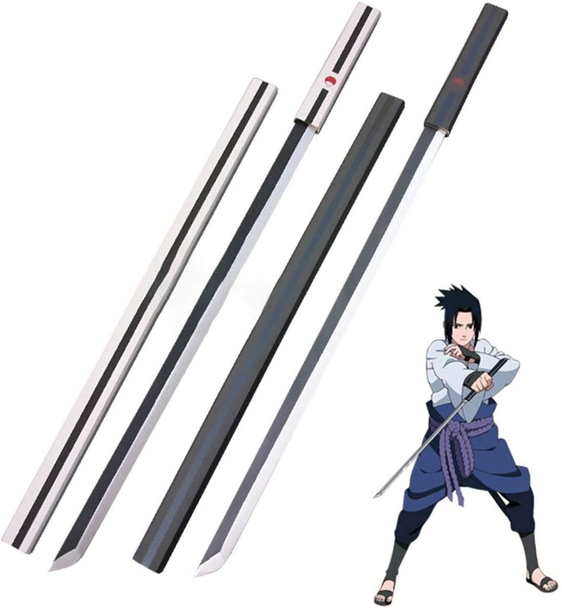 Naruto Anime Wooden Sword - Sasuke Uchiha Model With Scabbard, UK Seller