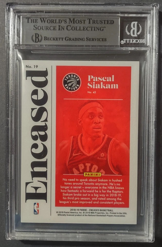 2018-19 Panini Encased Pascal Siakam 19 Green /5 BGS 8.5 - Image 2 of 2