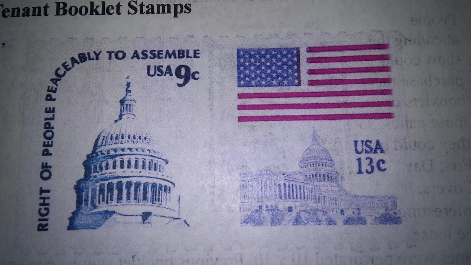 1977 9c Flag Over Capitol and 13c Capitol Dome, booklet of 8 stamps  U.S. #1623a - Image 3 of 4