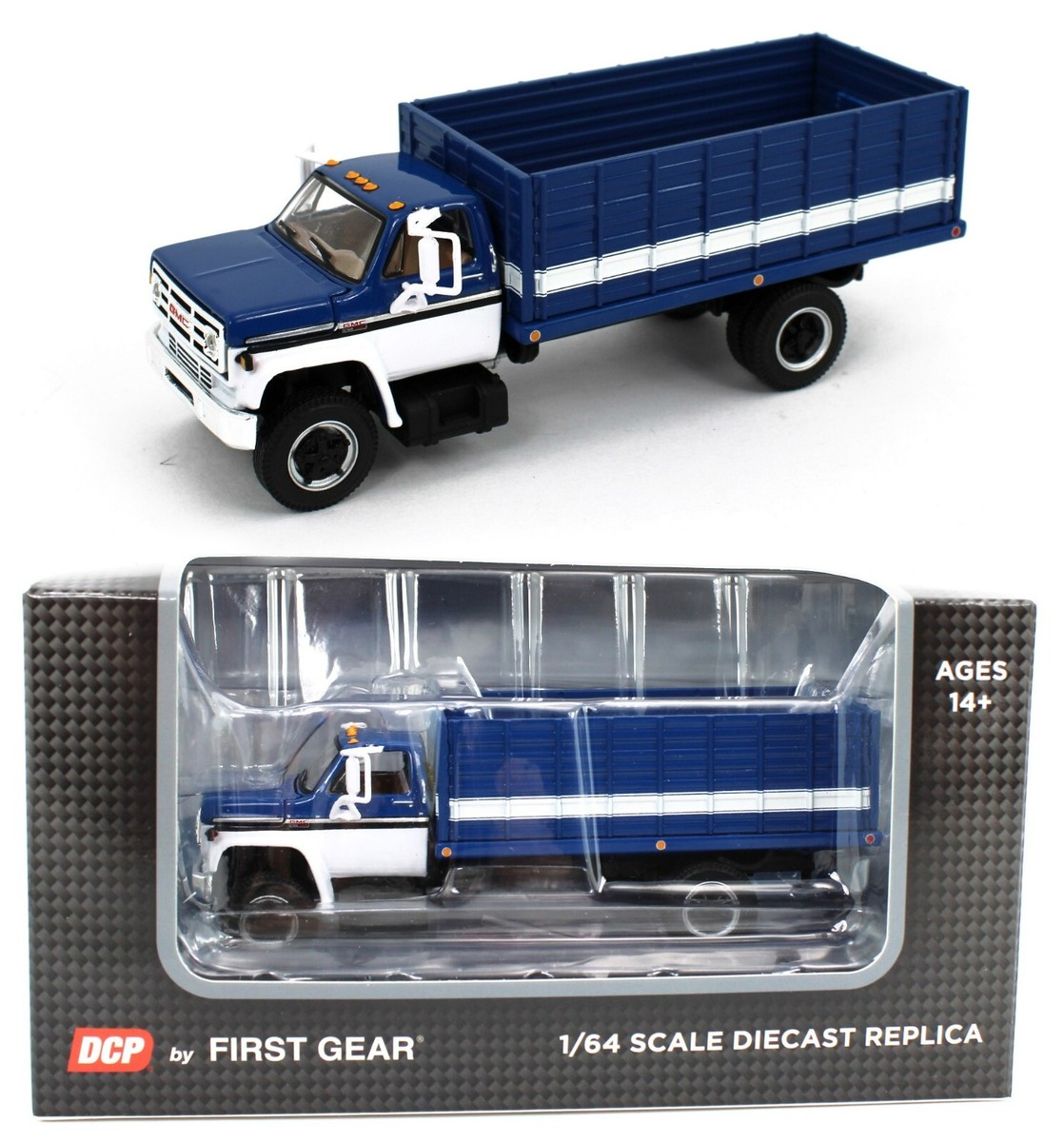 2023 1:64 DCP *BLUE & WHITE* GMC 6500 GRAIN TRUCK Single