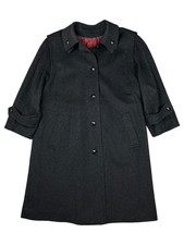 Vintage Lodenfrey Overcoat Black Wool Blend Mid Length Ladies Eu 40 Uk 12 Vgc