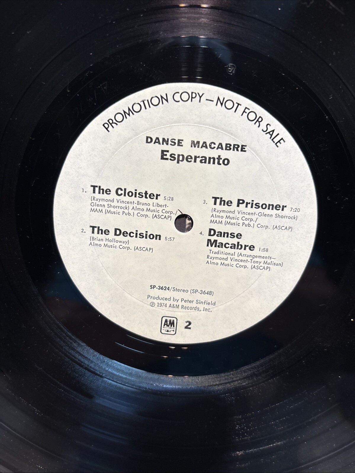 ESPERANTO-Danse Macabre-Prog. Rock A&M Records LP Vinyl Promo VG+