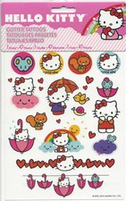 3 Sheets Hello Kitty GLITTER TATTOOS Party Supplies Favors Temporary Umbrella
