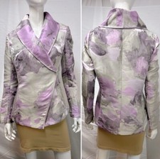 NWT Lafayette 148 Women's 8 Lavender Purple Silver Jacquard Clasp Blazer Jacket