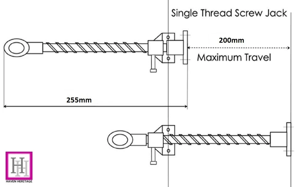 200mm CHROME or BRASS Window Screw Jack SKYLIGHT FREE DELIVERY - Image 2 of 4