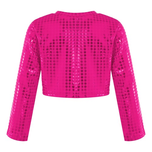 Boys Girls Hiphop Dance Crop Top Sequins Glitter T-shirt Stage Performance Tops - Picture 23 of 45