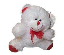 Cuddly Cousins Plush Stuffed White Christmas Bear Ribbon Animal Toy