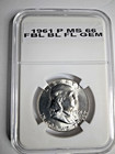 1961 p franklin half dollar fbl, brillant feilds, full details, great eye appeal — photo 1