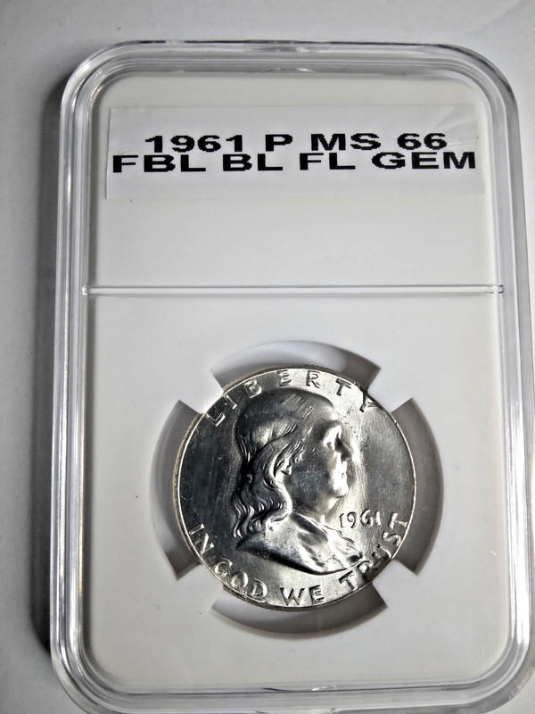 1961 p franklin half dollar fbl, brillant feilds, full details, great eye appeal