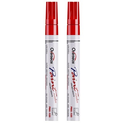 Permanent Paint Pens Red Markers  2 Pack Single color Oil Based Paint Markers...