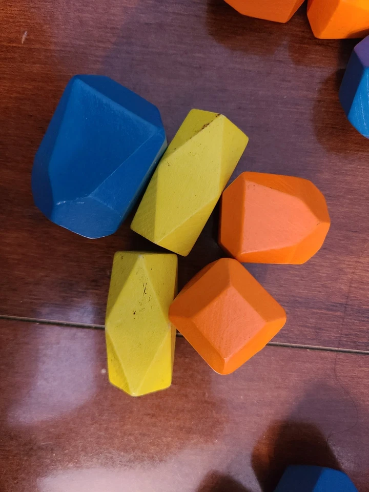 Vibrant Geometric Wooden Blocks Rocks Set for Kids 36 Pieces - Image 2 of 4