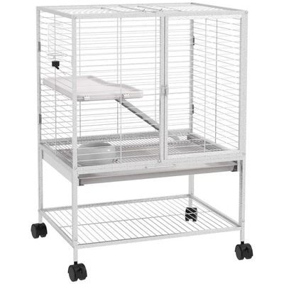 PawHut Cage pour petits animaux 61.5x44.5x86cm Gris clair - Photo 1/4