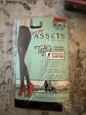 Assets Spanx Tights Size 1 Reversible Diamond Black Shaping 95-125lbs Burlesque