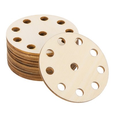 12pcs Wooden Weaving Card, 10 Holes 2.2'' Dia. Round Loom Cards