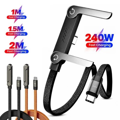 2-in-1 Invisible Holder Charger Cable–240W Fast Charging Cord with Phone Stand - Image 1 of 4