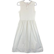Uniqlo Ribbed Mixed Media Sleeveless Midi Dress White Large NWT HT00189NX-TW