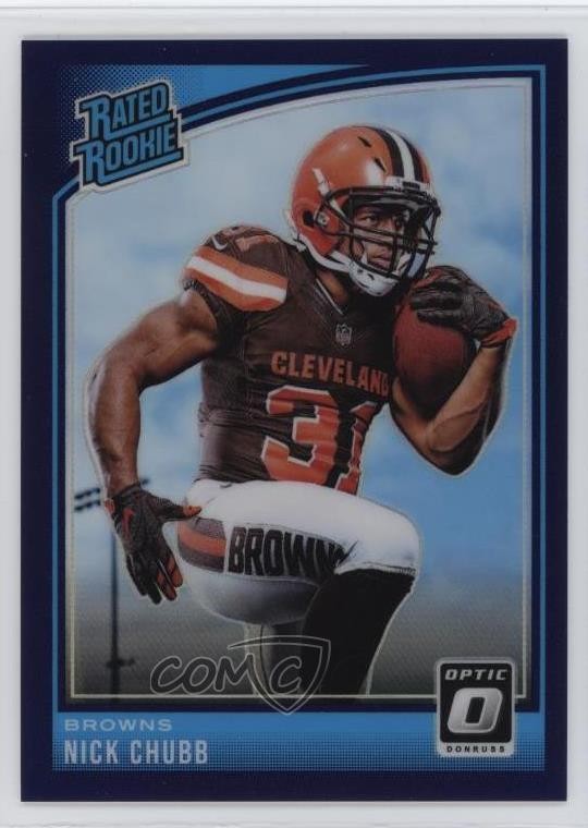 2018 Donruss Optic Rated Purple Prizm 33/50 Nick Chubb #158 Rookie RC s3g