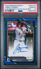 2024 BOWMAN DRAFT CHROME PROSPECT AUTO BLUE #CPAJTH JARED THOMAS 146/150 PSA 10
