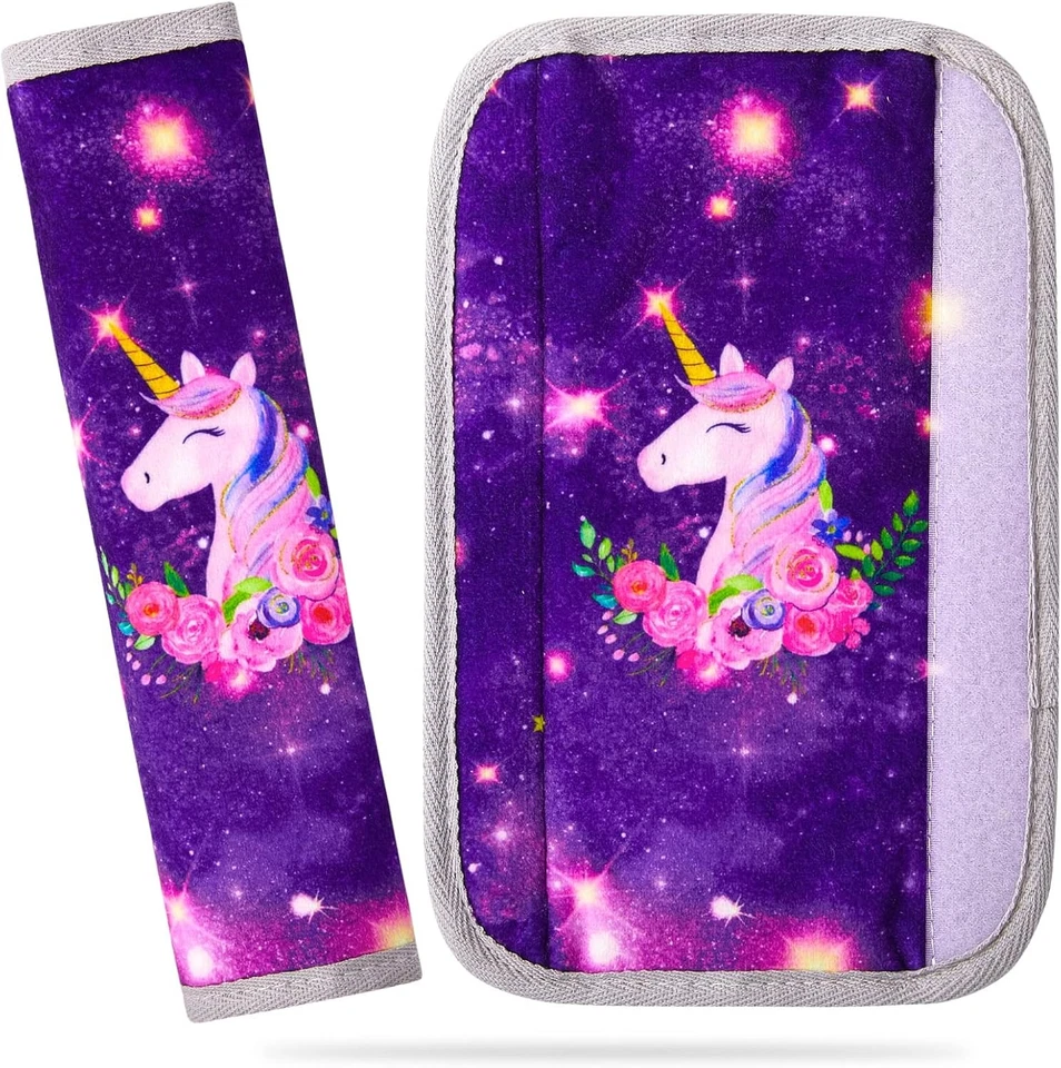 BEINOU 2 Stück Gurtpolster Kinder Auto Sicherheitsgurt Einhorn Autogurt Polster