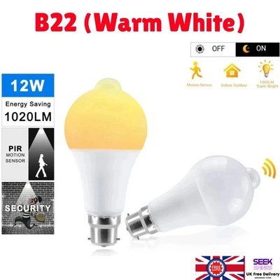 B22 PIR Bewegungsmelder LED Smart Lampe Birne Globe Auto ON/OFF Energiesparlicht