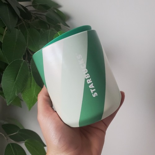 💚Starbucks💚 Green and White Holiday Christmas Tumbler Cup 8oz Candy Cane