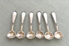 6 Vintage "RLB" Lunt Chateau Pattern Sterling Silver Salt Spoons 18.2 g Pat. 18