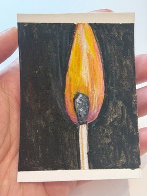 ACEO Original Artwork - mix media-Original Signed Art -Mini Artwork-matchsticks