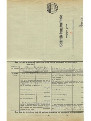 Landpoststempel Kleinheide über Norden auf PZU vom 16.2.34