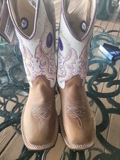 Old West Kids High Top Boots Sz 12 Saddle Brown Splash Tops NWOB Free Ship