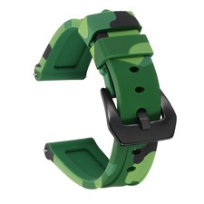 Silicone Watch Bands 20mm Soft Watch Band with Black Buckle, Camo Drak Green