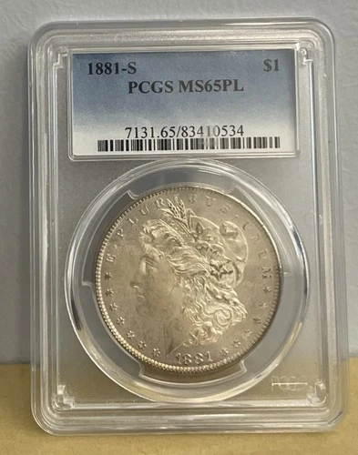 1881 S MORGAN SILVER DOLLAR PCGS MS 65PL