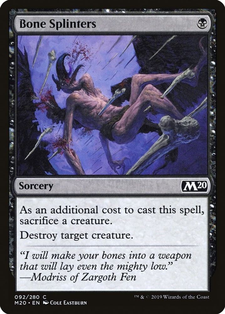 2019 Magic: The Gathering: Core Set 2020 - Bone Splinters (#92, C, Near Mint)