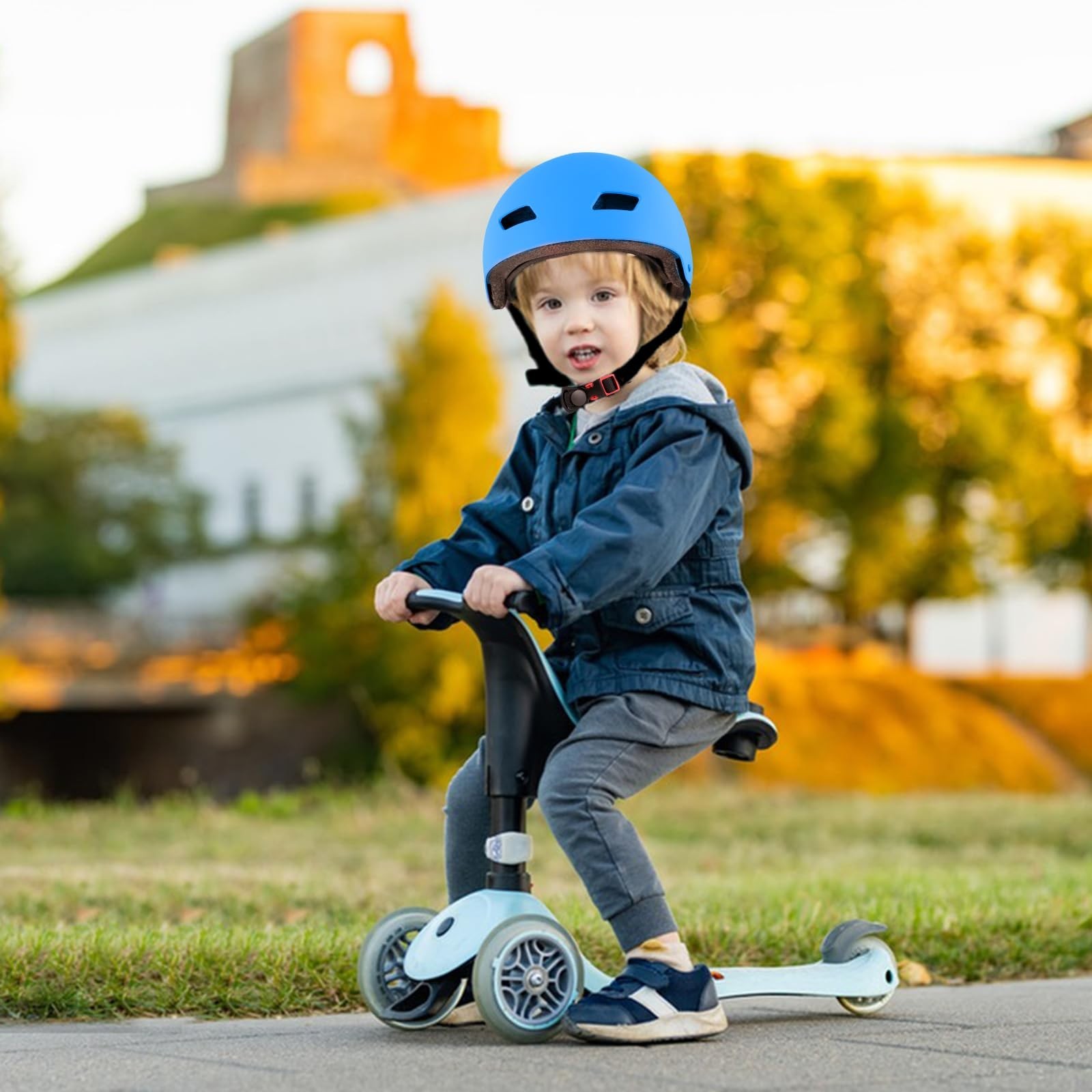 Kids Bike Helmet for 3-5-8-14+ Age Girls and Boys, Kids Helmet with Knee Pads...